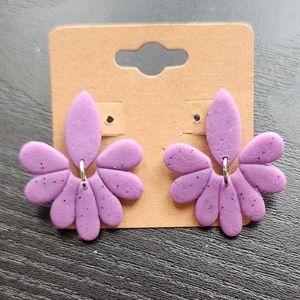 Purple Glitter Clay Post Earrings